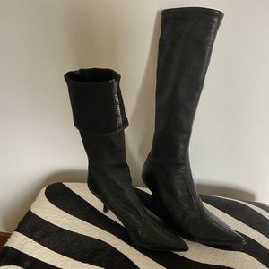 Leather Italian tall Black boot by Designer Sergio Rossi